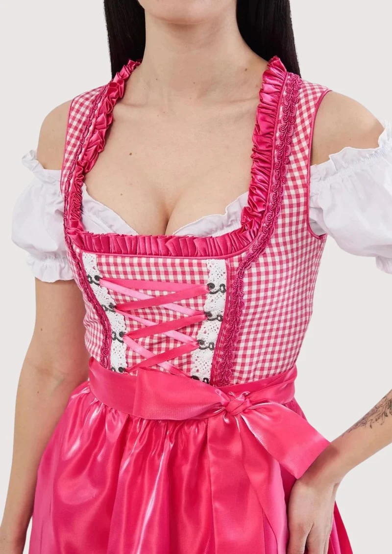 Women’s Hot Pink Satin Dirndl Outfit