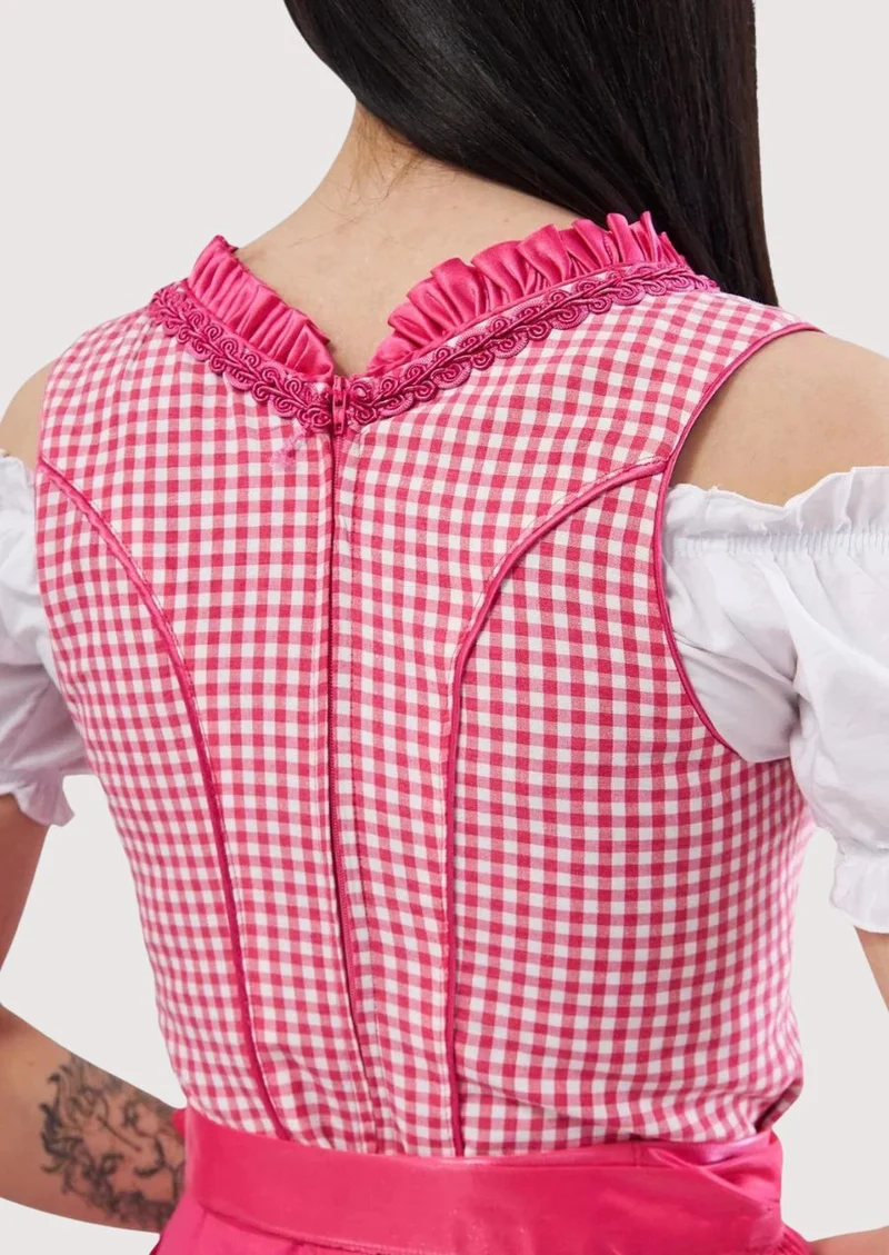 Women’s Hot Pink Satin Dirndl Outfit