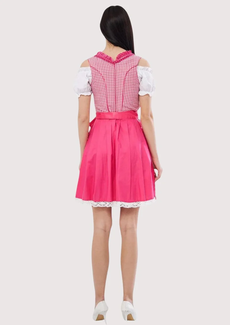 Women’s Hot Pink Satin Dirndl Outfit
