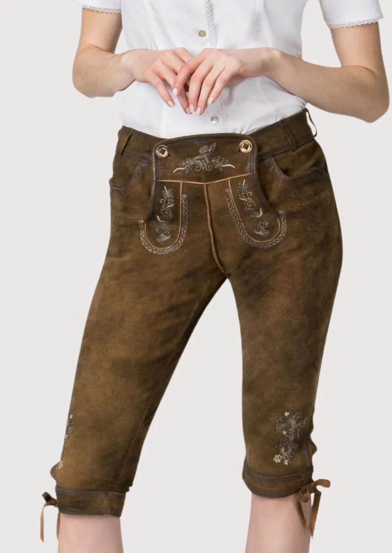 Womens Brown Suede Bundhosen