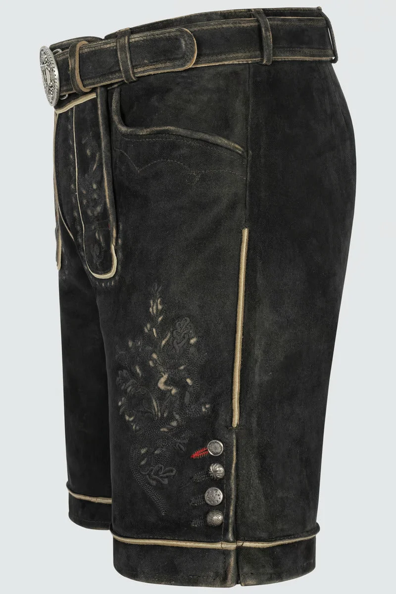 Kruger Men's Lederhosen "Kuno" with belt dark brown (48,50,56)