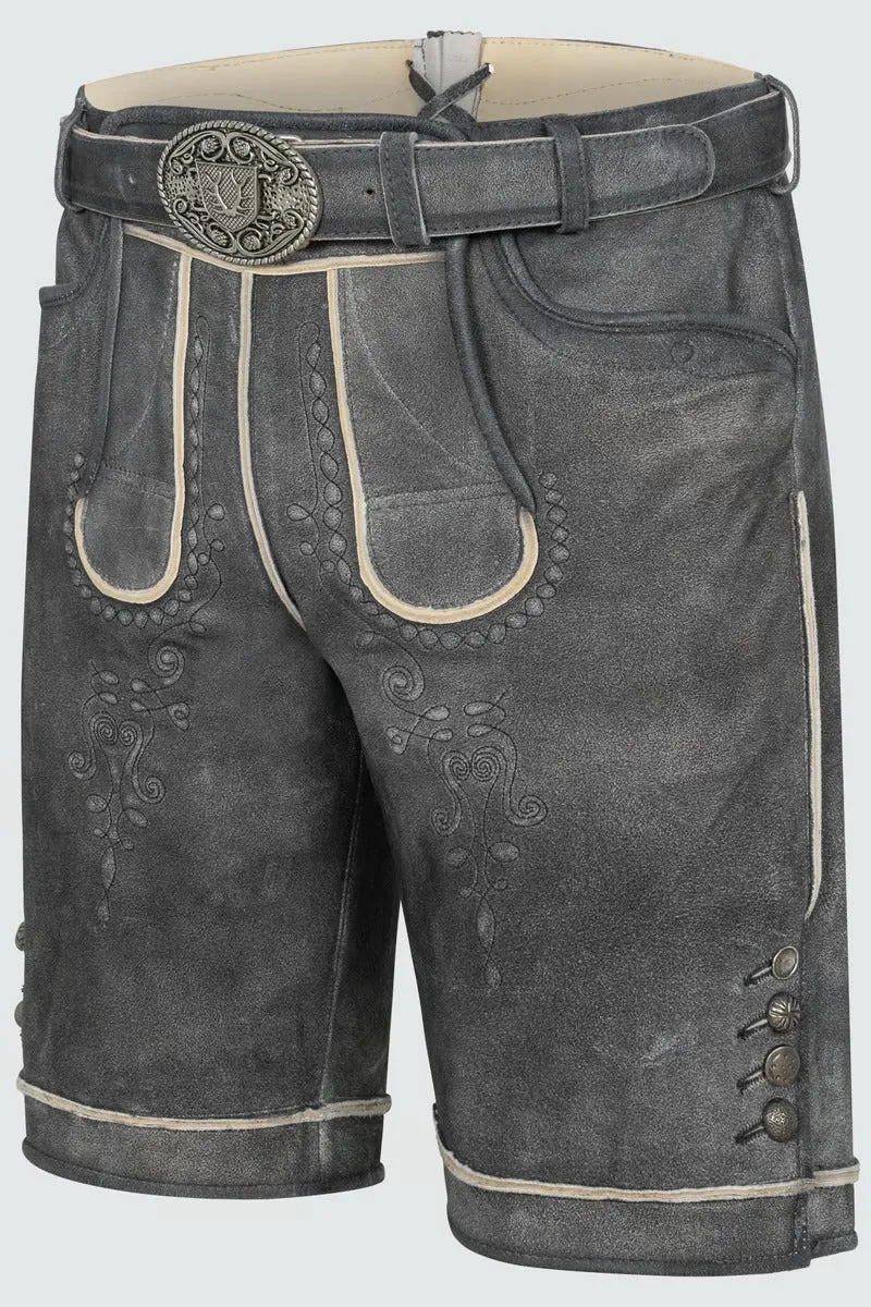 Kruger Men's Lederhosen "Kuno" with belt anthracite
