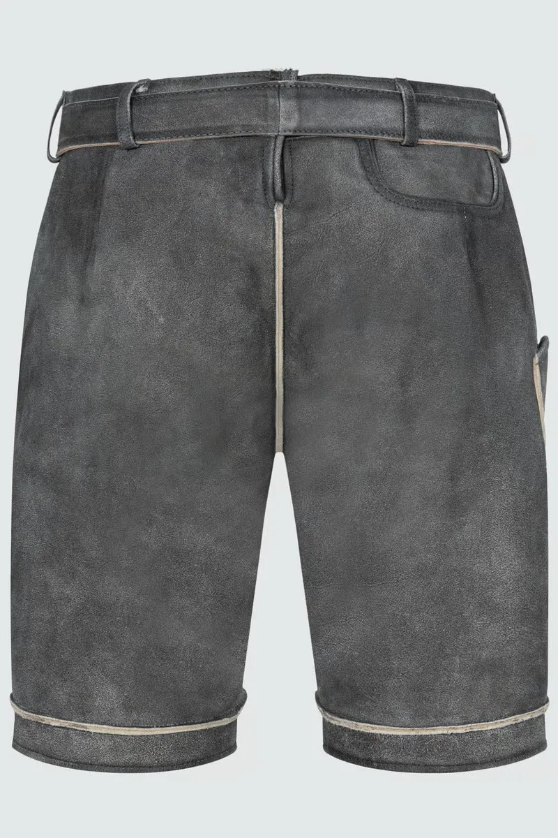 Kruger Men's Lederhosen "Kuno" with belt anthracite