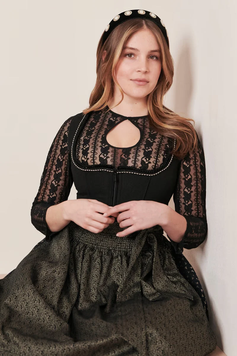 Kruger Adalyn Midi Dirndl, Black — 60cm 2pc Set