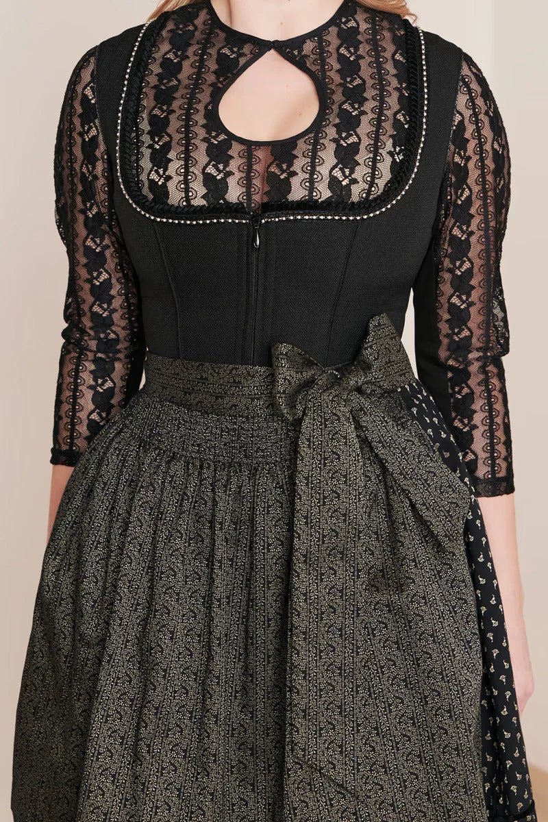 Kruger Adalyn Midi Dirndl, Black — 60cm 2pc Set