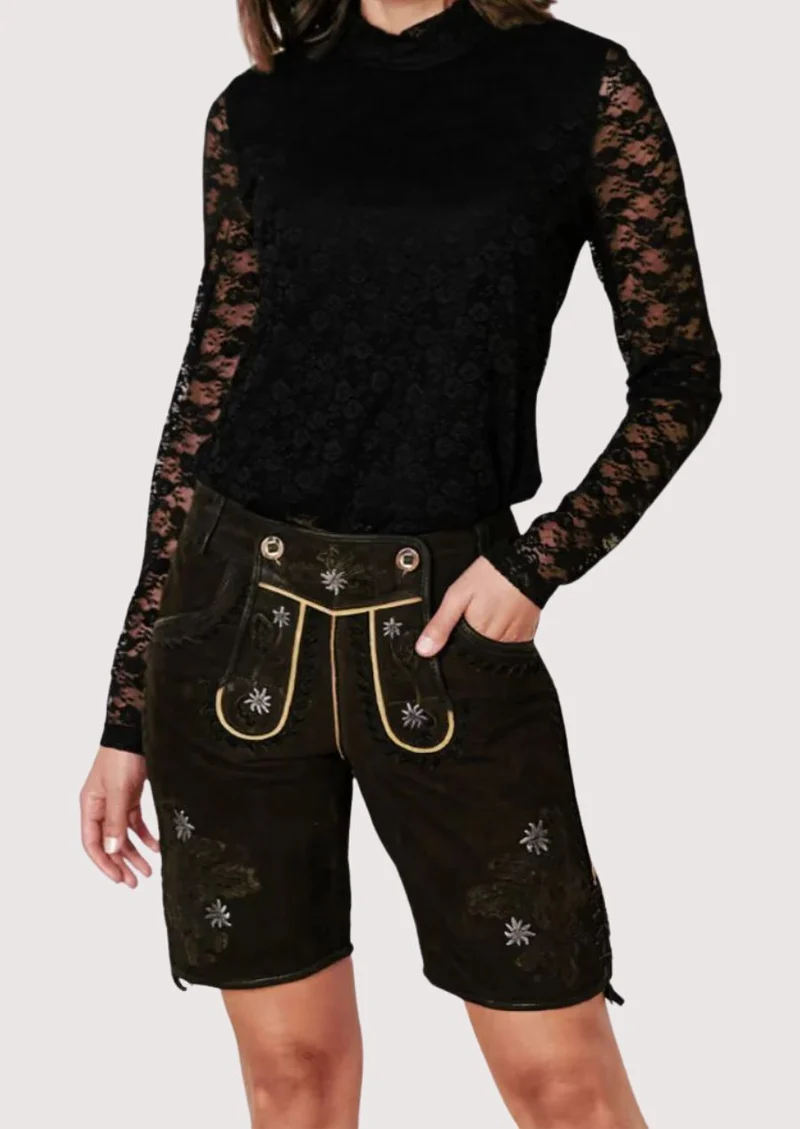 Women’s Black Alpine Lederhosen