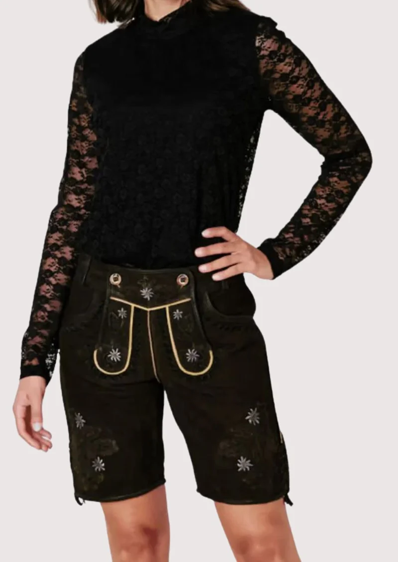 Women’s Black Alpine Lederhosen