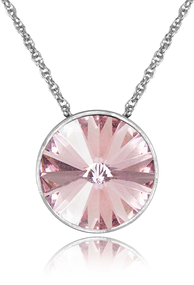 LUISIA® Halskette "Sinja" mit Premium Kristallen - 14 mm - Silber / Light Rose