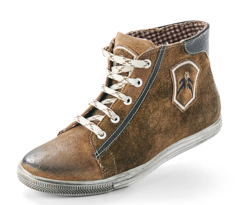 MADDOX Hohe Damen Leder Sneaker "Victoria" Trachten Schuhe | Wood Nappato