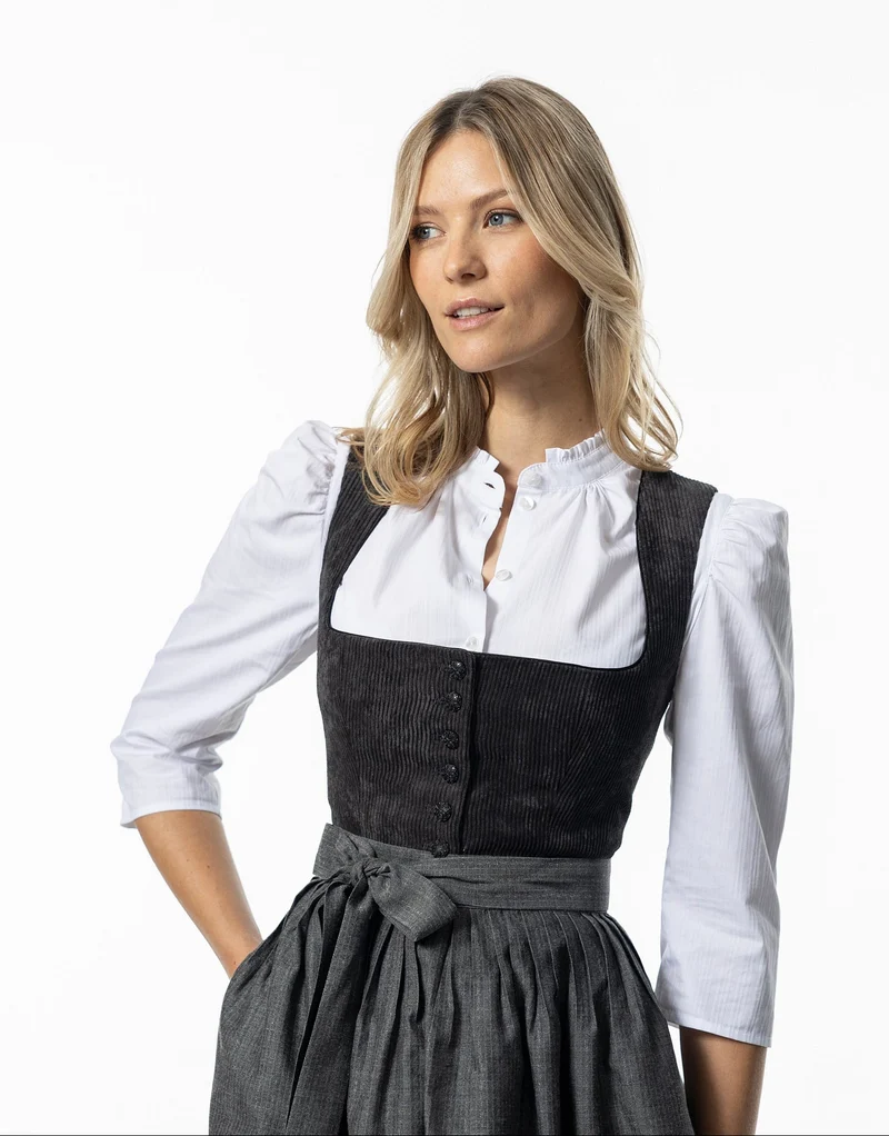 Stehkragen-Dirndlbluse gestreift