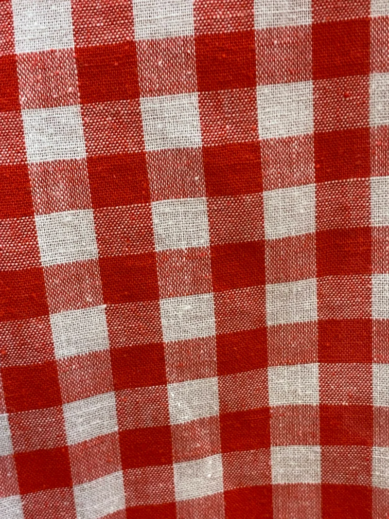 Vintage Trachtenhemd Herren rot-weiß kariert Gr. 39 | Langarm Landhaushemd