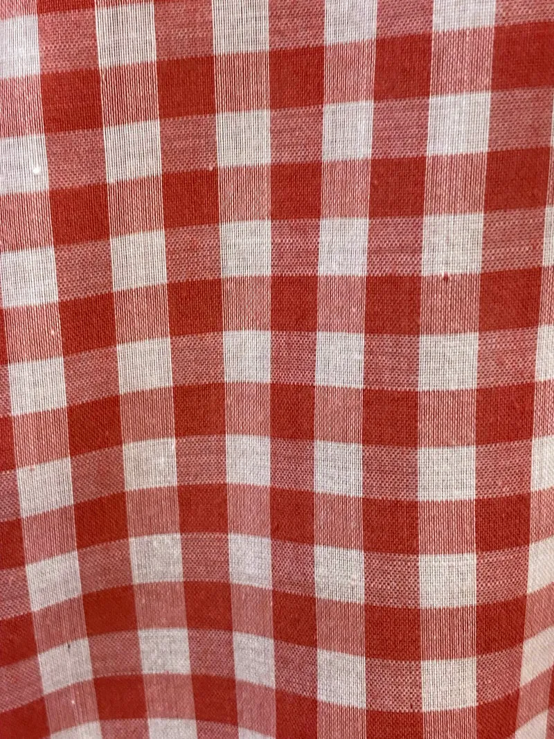 Vintage Trachtenhemd Herren rot-weiß kariert Gr. 39 | Kurzarm Landhaushemd