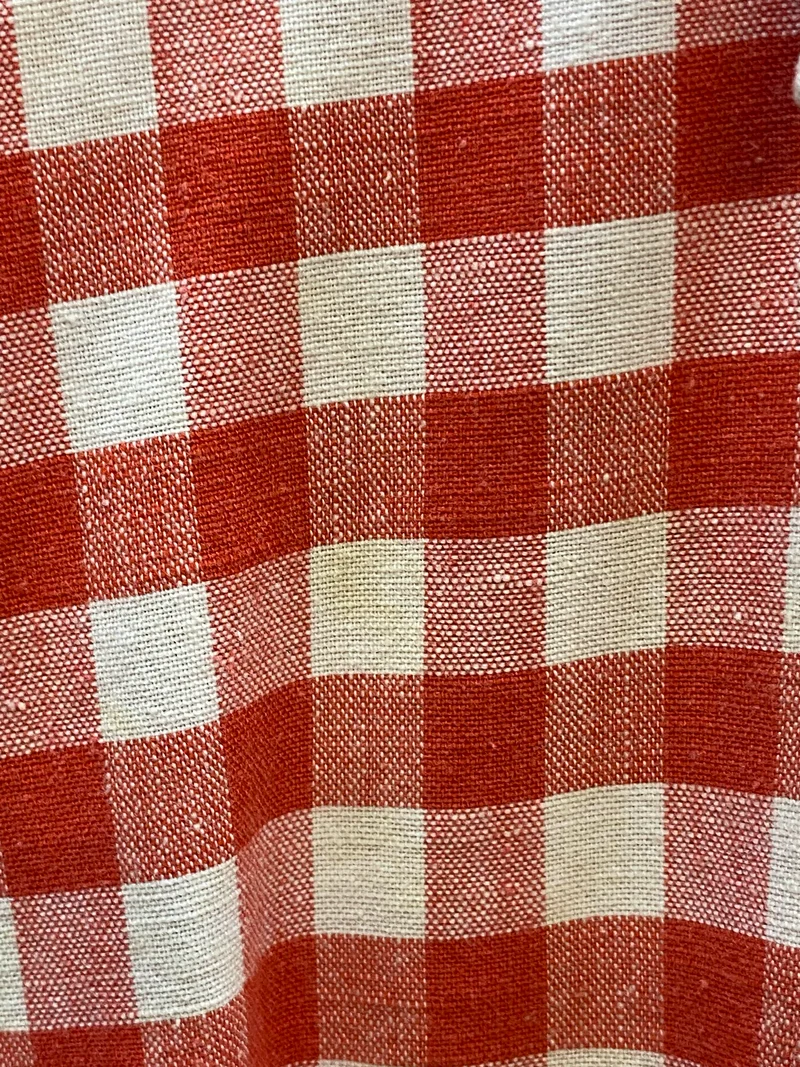 Vintage Trachtenhemd Herren rot-weiß kariert Gr. 39 | Langarm Landhausstil