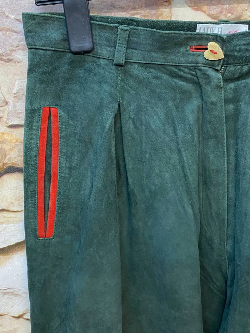 Damen Trachten-Lederhose in Dunkelgrün