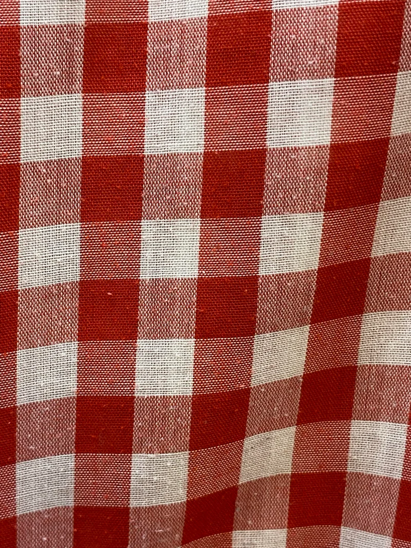 Vintage Trachtenhemd Herren Rot Weiß Kariert Kurzarm – Größe 37
