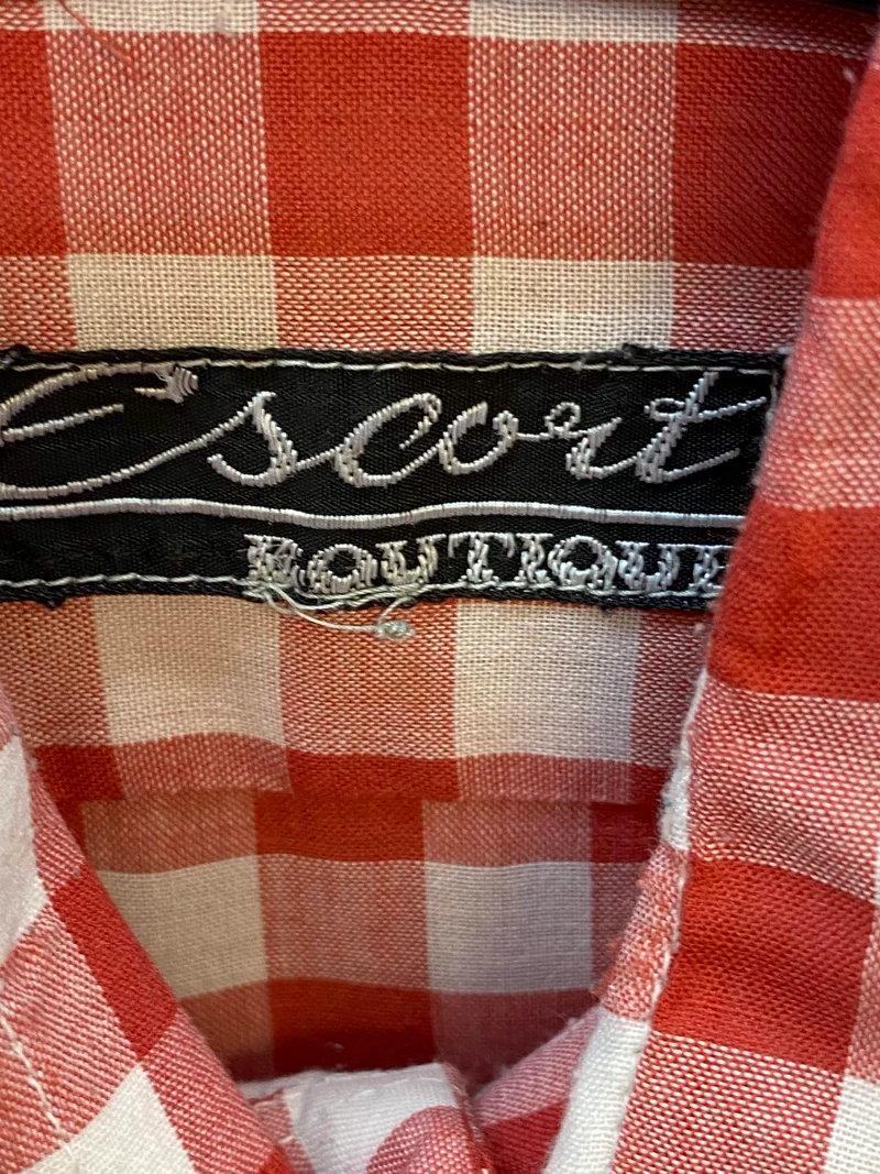 Vintage Trachtenhemd Herren Rot Weiß Großkariert – Größe 37