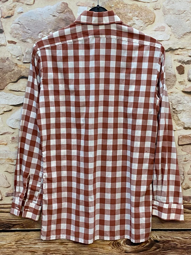 Vintage Trachtenhemd Herren Rot-Weiß Kariert Cavelli – Größe 37