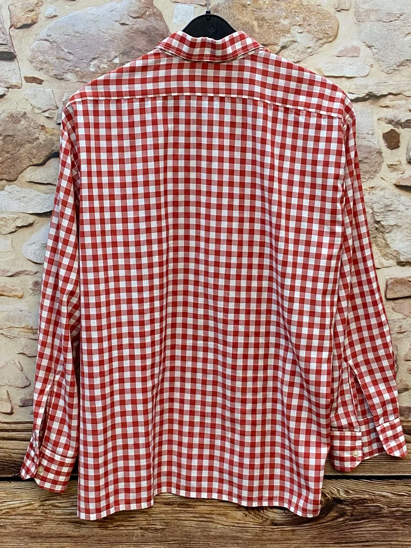 Vintage Trachtenhemd Herren Rot-Weiß Kariert Gr. 44 – Regatta Style Bügelfrei