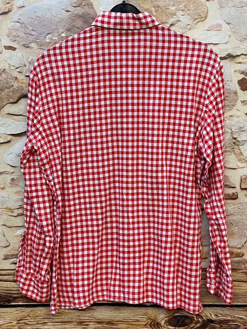 Vintage Trachtenhemd Herren Rot-Weiß Kariert Gr. 41 – Seidensticker Alpenland