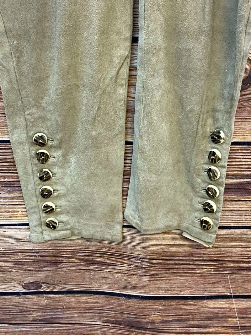 Vintage Damen Trachtenlederhose lang Olivbraun Gr. 42