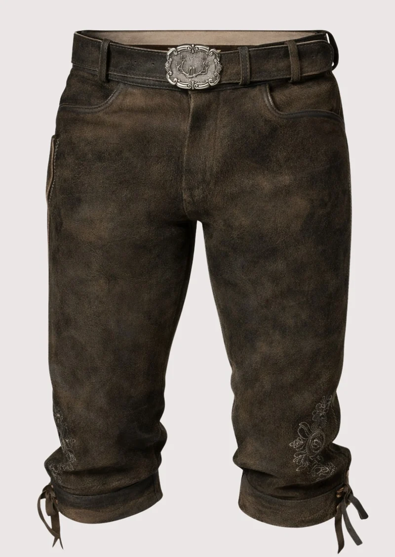 Men Bavarian Rustic Brown Bundhosen
