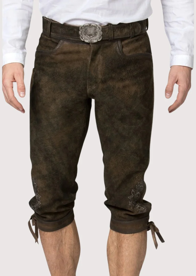 Men Bavarian Rustic Brown Bundhosen