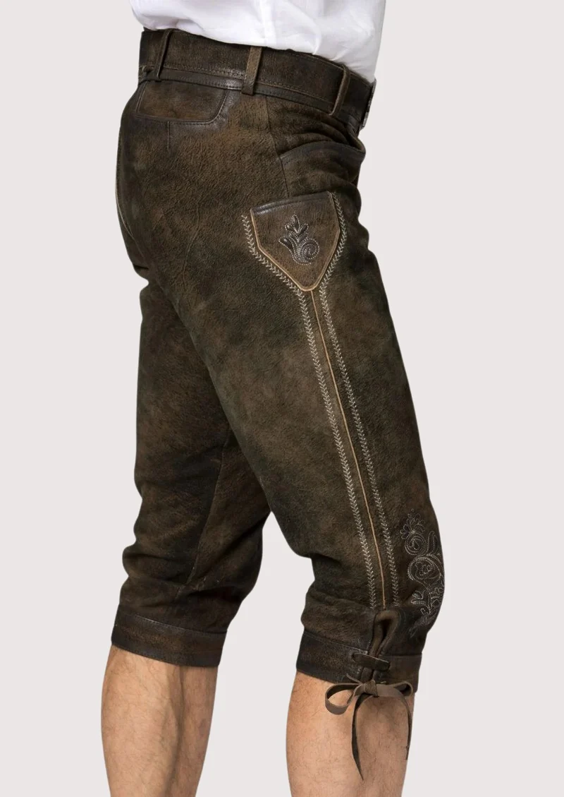 Men Bavarian Rustic Brown Bundhosen