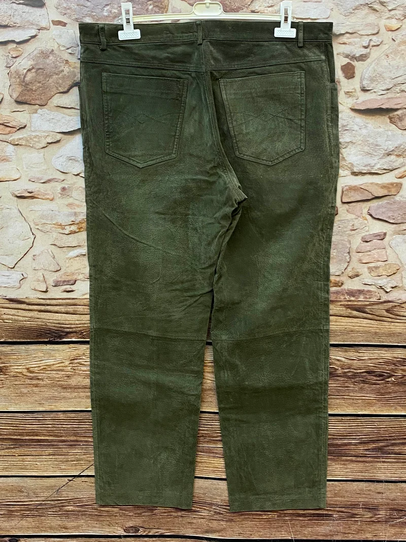 Vintage Trachten Lederhose Herren grün lang Echtleder Gr. 56