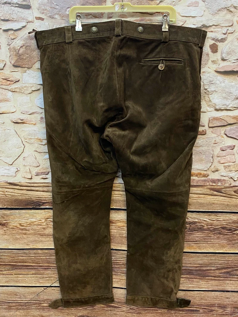 Vintage Trachten Lederhose Herren braun Gr. 30 lange Lederhose Kalbsleder