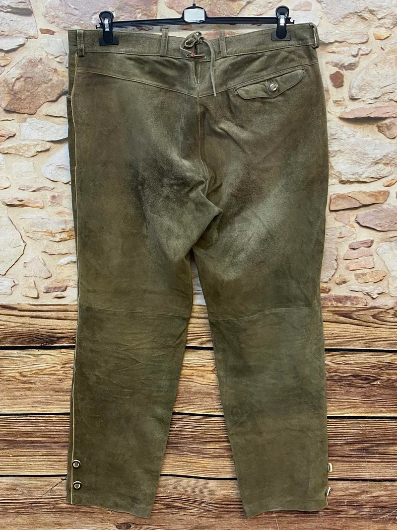 Vintage Trachten Lederhose Herren grün Gr. 56 Echtleder