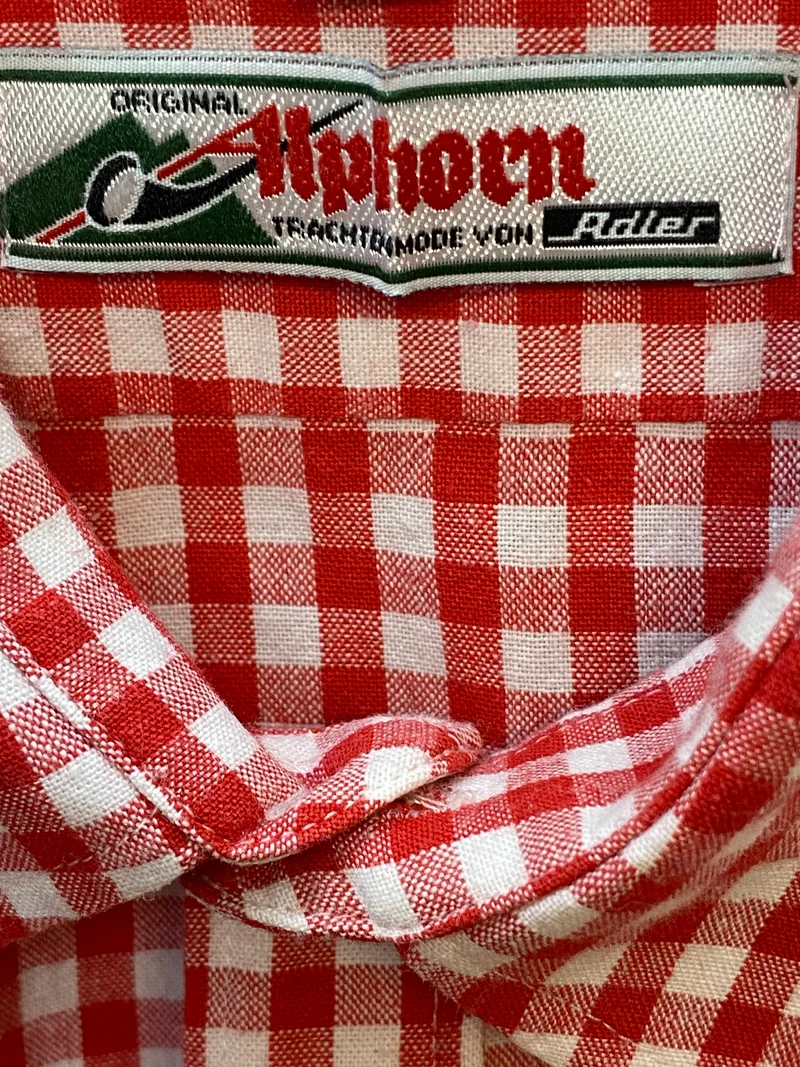 Herren Trachtenhemd rot-weiß kariert Gr. 41 – Alphorn Trachtenmode von Adler