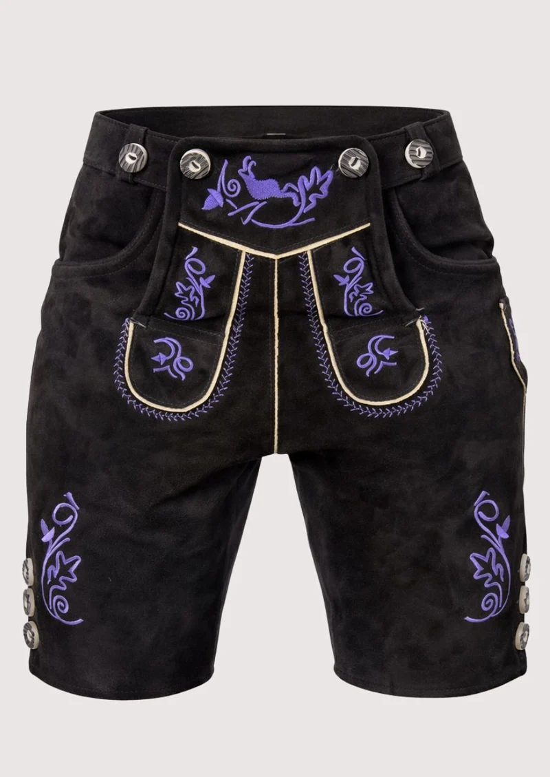 Women’s Black Violet Lederhosen