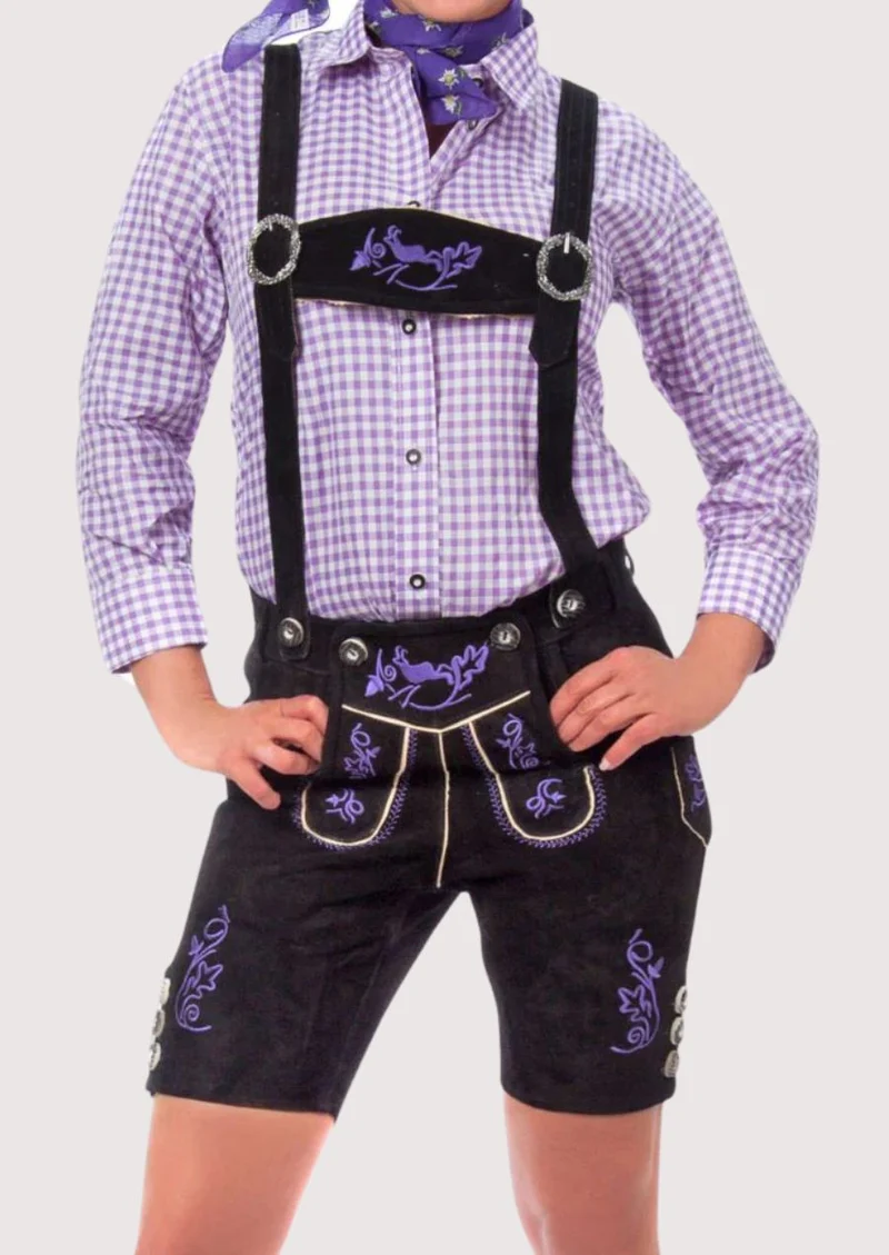 Women’s Black Violet Lederhosen