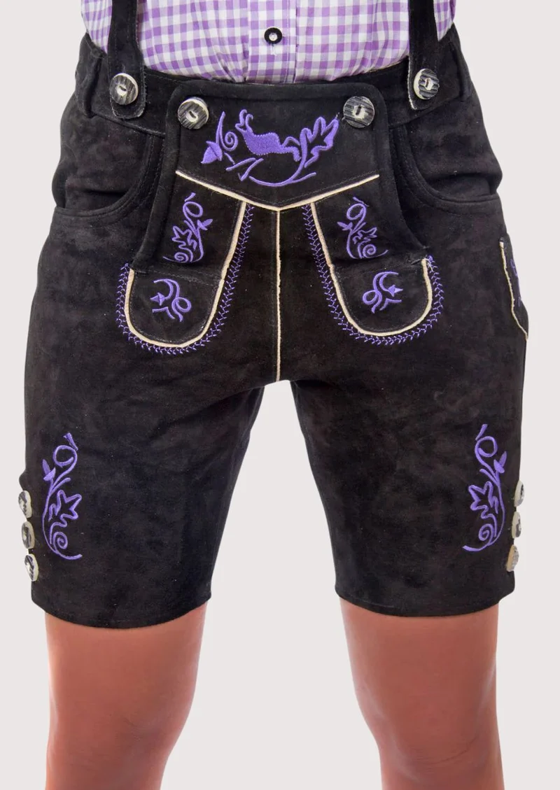 Women’s Black Violet Lederhosen