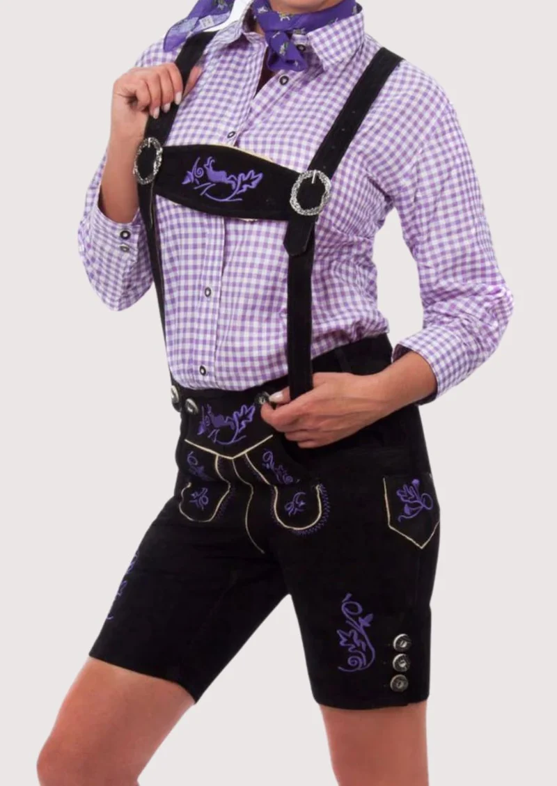 Women’s Black Violet Lederhosen