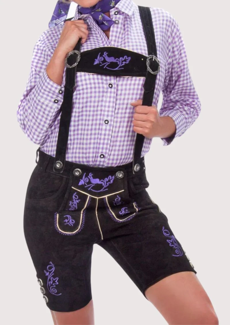 Women’s Black Violet Lederhosen