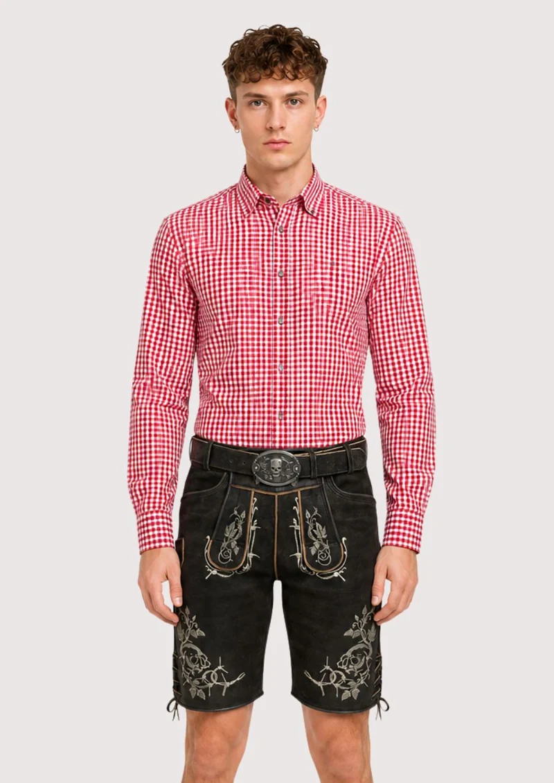 Men’s Black Embroidered Lederhosen