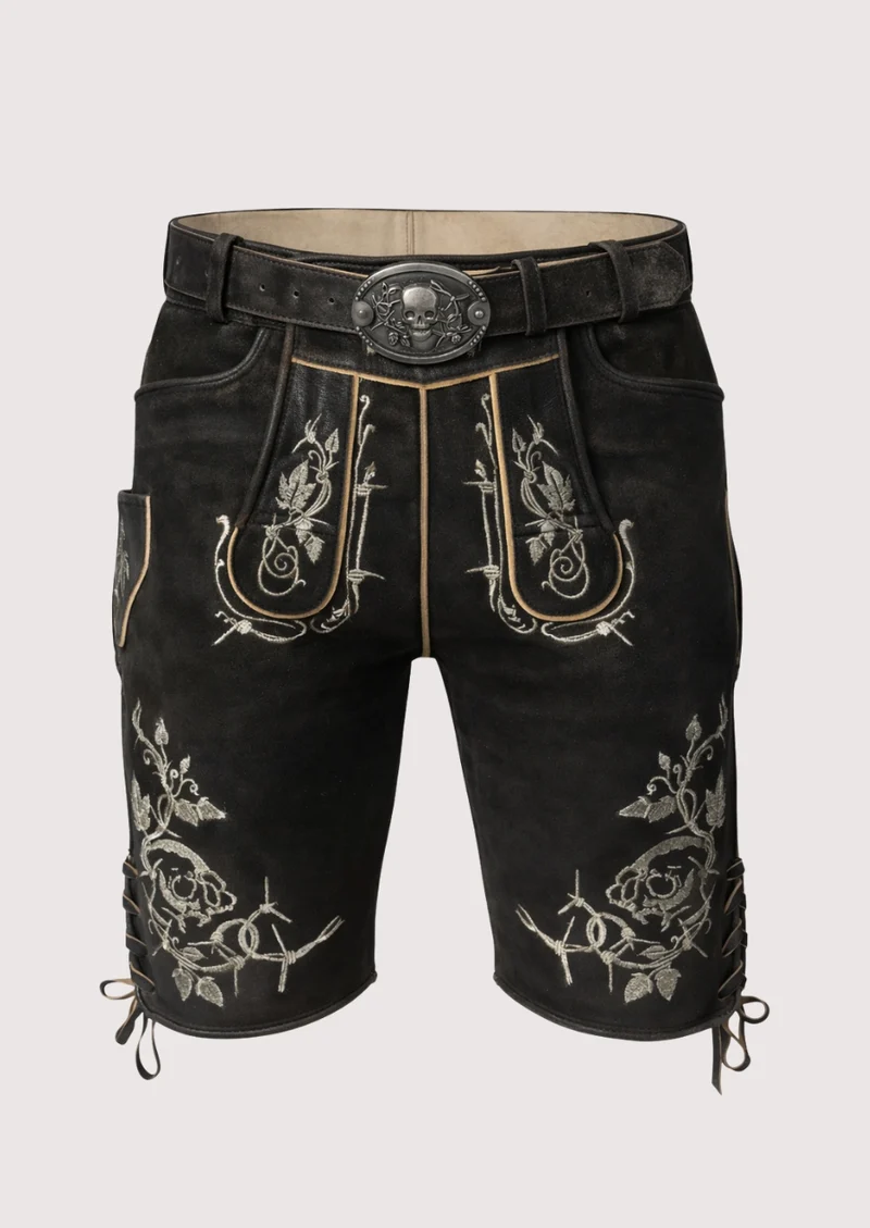 Men’s Black Embroidered Lederhosen