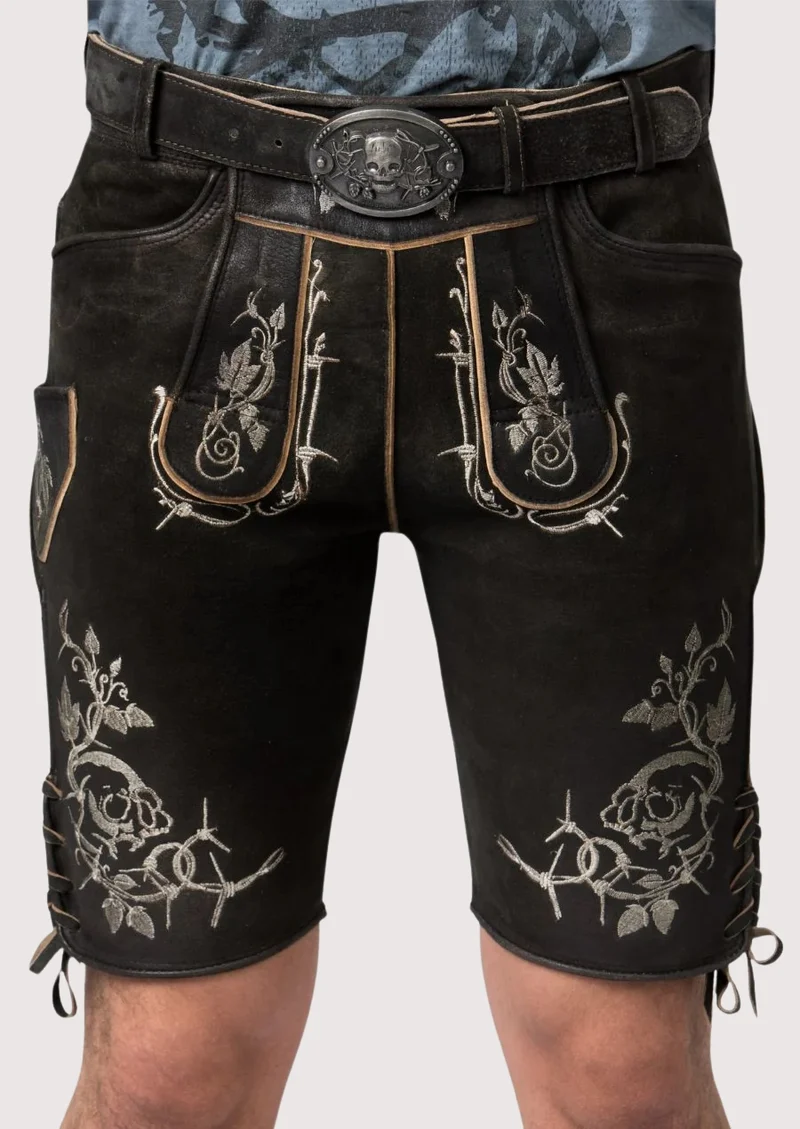 Men’s Black Embroidered Lederhosen