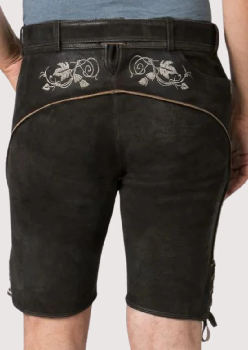 Men’s Black Embroidered Lederhosen