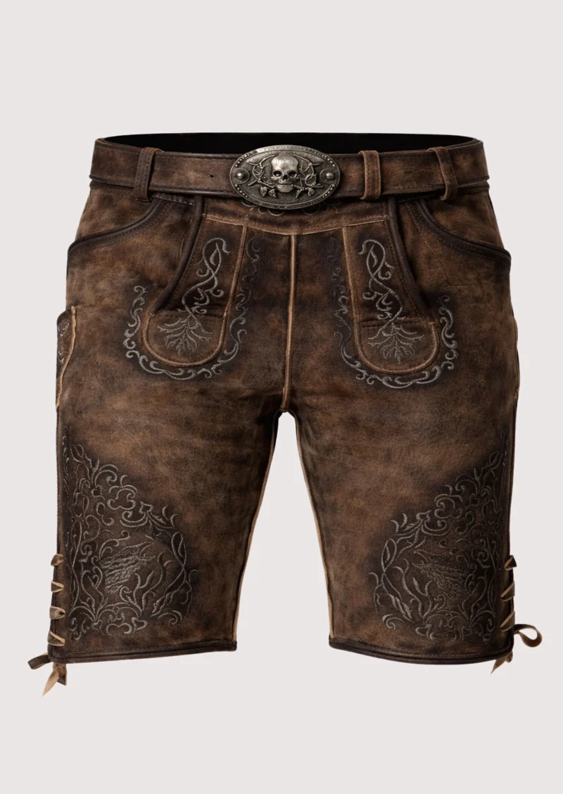 Mens Iron Crest Brown Lederhosen