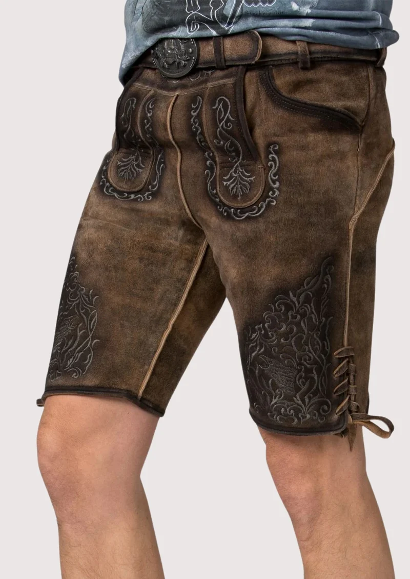 Mens Iron Crest Brown Lederhosen