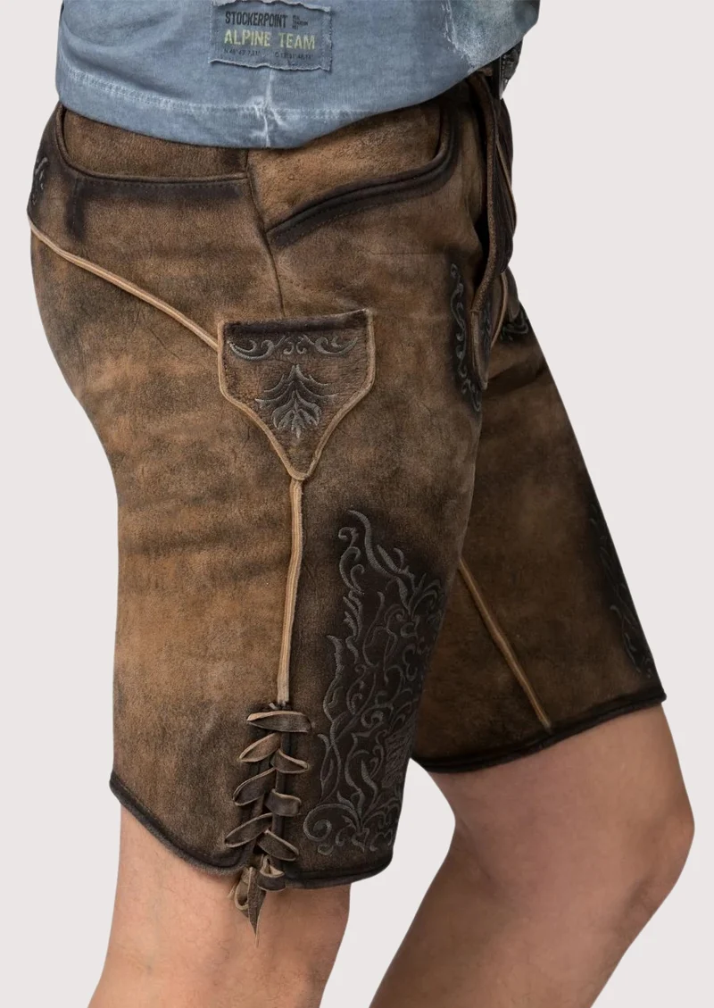 Mens Iron Crest Brown Lederhosen