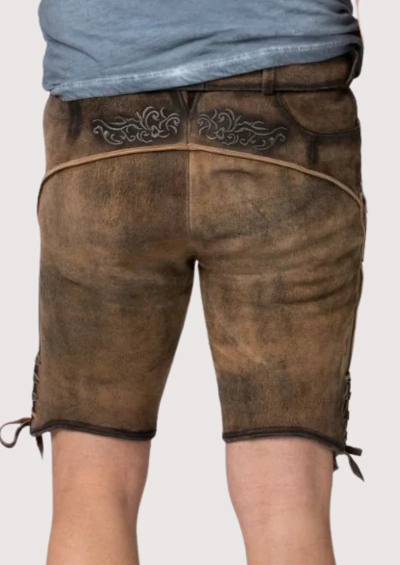 Mens Iron Crest Brown Lederhosen