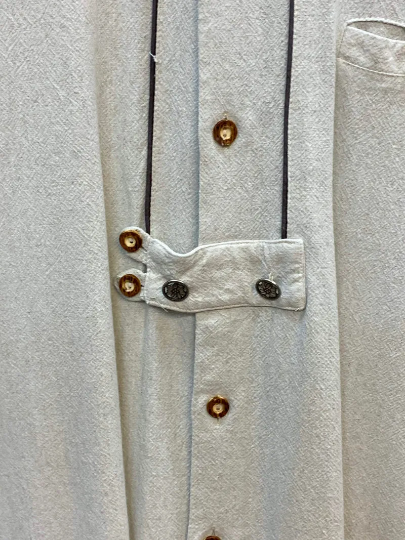 Vintage Trachtenhemd Creme Gr. 39 Herren