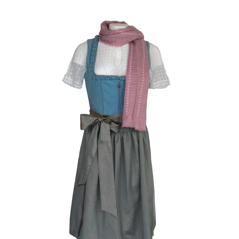 Halstuch Schal Unifarben mit Herzen und Glitzer Streifen 185 x 70 cm | Grau