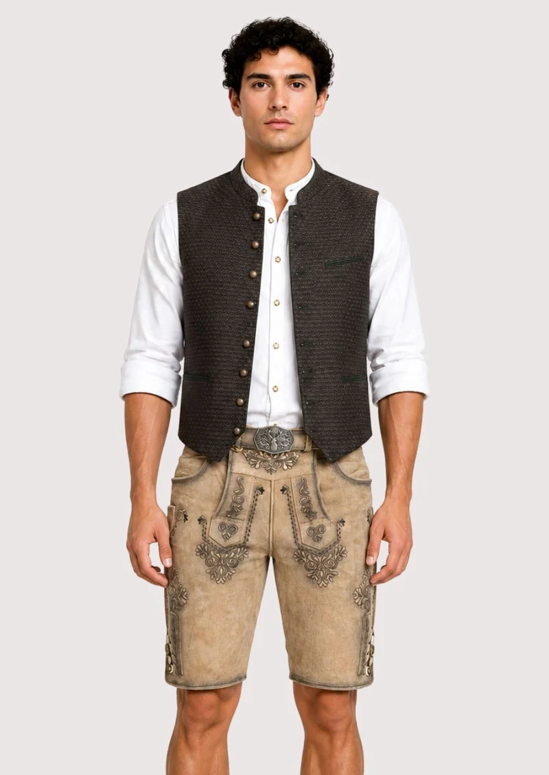 Mens Sandstone Bavarian Lederhosen
