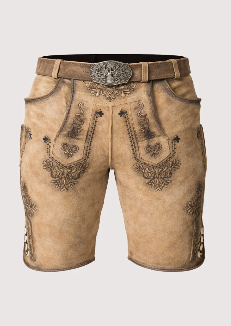 Mens Sandstone Bavarian Lederhosen