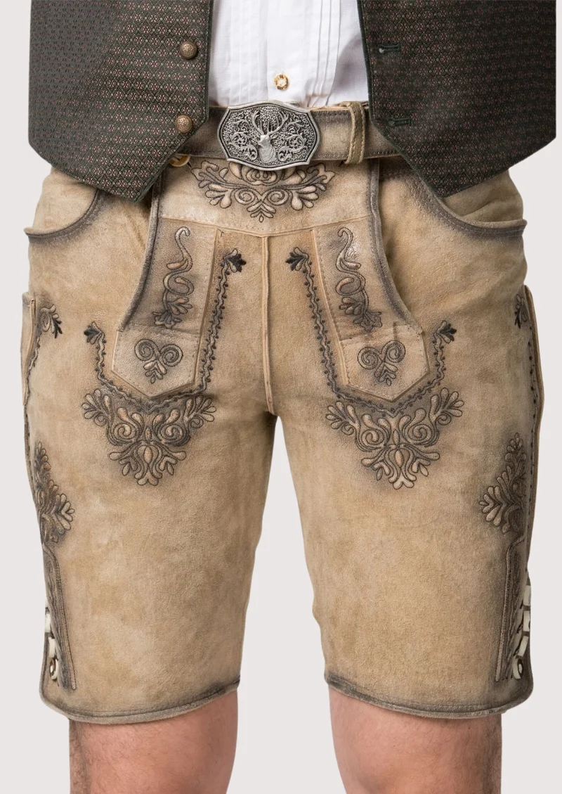 Mens Sandstone Bavarian Lederhosen