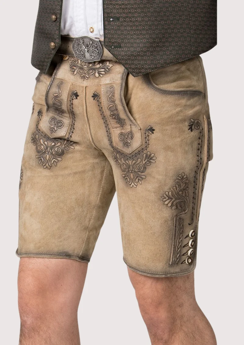 Mens Sandstone Bavarian Lederhosen